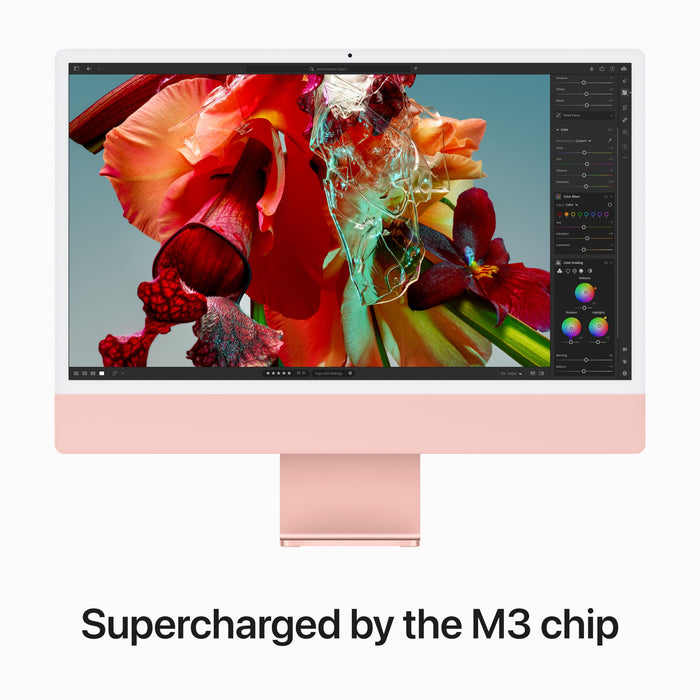 All-in-one 24-inch iMac with Retina 4.5K display - M3 chip with 8 core CPU and 8 core GPU - 8GB RAM - 256GB SSD - Pink - Z198