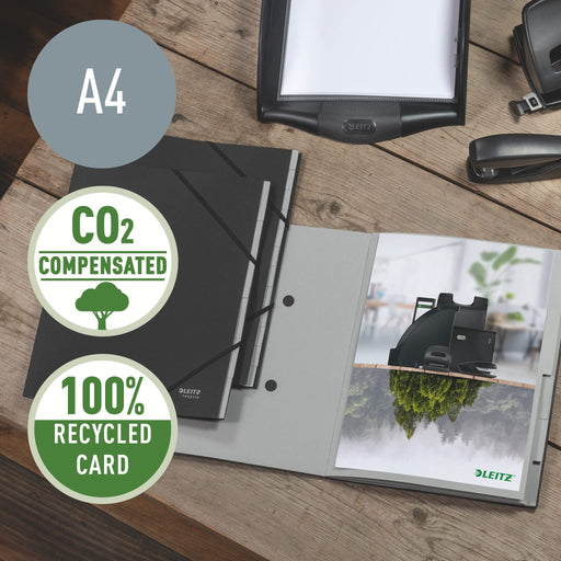 Leitz Recycle Card Divider Book A4 CO2 Neutral Black 12 Tabs 430 gsm 100% Recycled Card