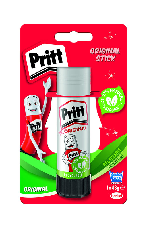 Pritt Original Glue Stick Sustainable Long Lasting Strong Adhesive Solvent Free Retail Hanging Card Value Pack 43g (Pack 12) - 1456075