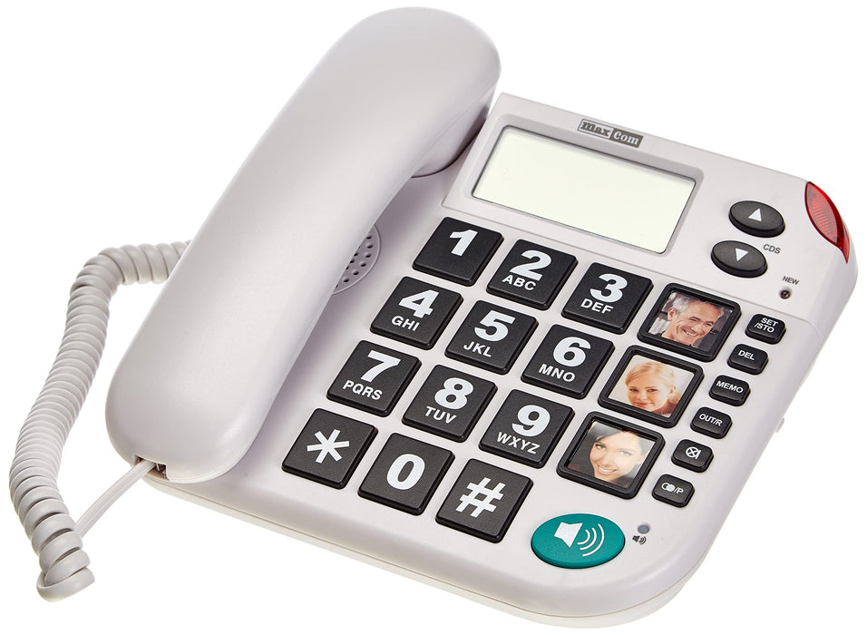 Maxcom Corded Telephone with LCD Display and Direct Photo Memory Buttons KXT480BB White