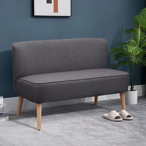 HOMCOM 2 Seater Sofa, Linen-Dark Grey