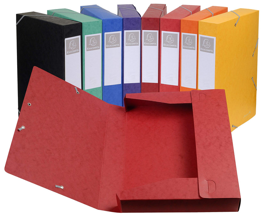 Exacompta Filing Box 50405E A4 Red Glossy Card 25 x 33 cm Pack of 8