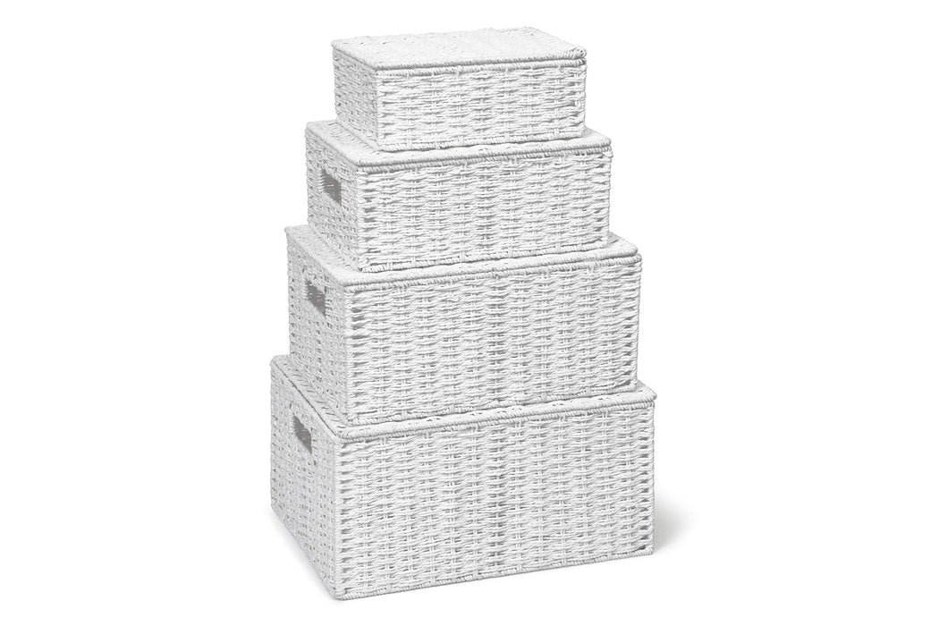 ARPAN Storage Basket Paper Rope White 36 x 28 x 18.5 cm Set of 4