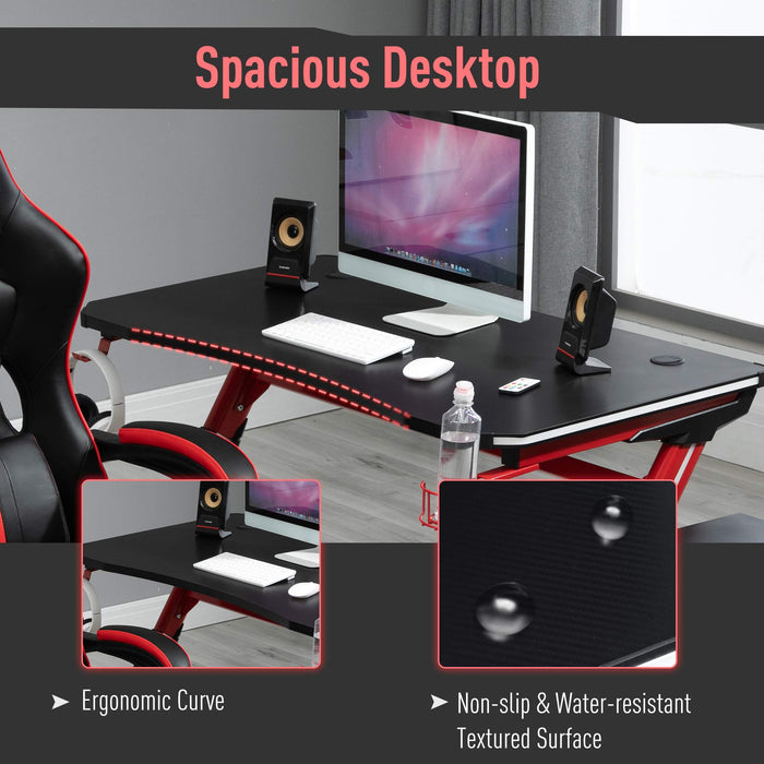 HOMCOM Gaming Desk Steel Wine Red 666 x 750 mm