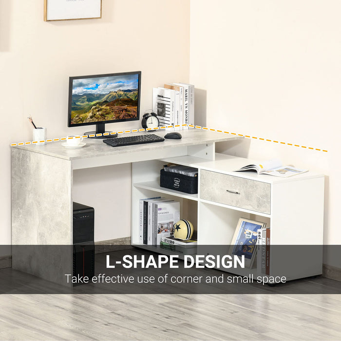 HOMCOM L Shaped Desk Grey 1,300 x 750 mm