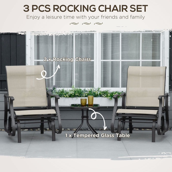 OutSunny Chair 775 x 655 x 970 mm Steel, Texteline, Tempered Glass Khaki