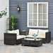 OutSunny Set Rattan Sofa and Table with 2 Drawers Steel Brown