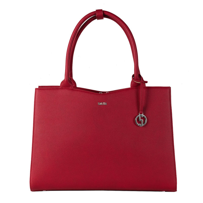 SOCHA Ladies Laptop Bag Straight Line Red 15.6 Inch Synthetic Leather Red 42 x 13 x 31.5 cm