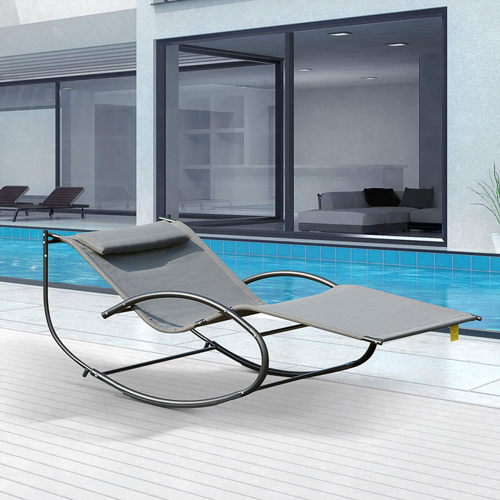 OutSunny Lounge Chair Metal, Textilene fabrics Grey 1,400 x 2,000 x 360 mm