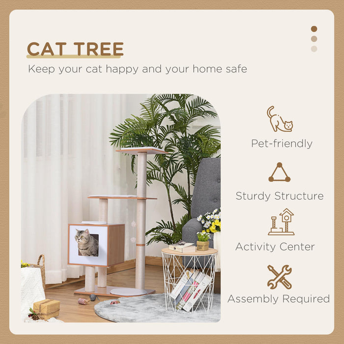 PawHut Cat Scratcher Natural, White 495 mm x 715 mm x 1200 mm