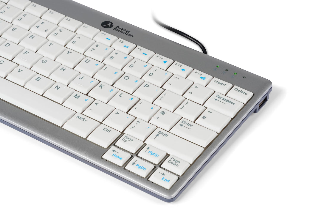 BakkerElkhuizen Compact Wired Keyboard UltraBoard 950 Ergonomic QWERTY GB USB White, Silver