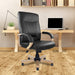 Nautilus Designs Ltd. High Back Leather Faced Executive Chair with Oak Effect Arms & Base Black