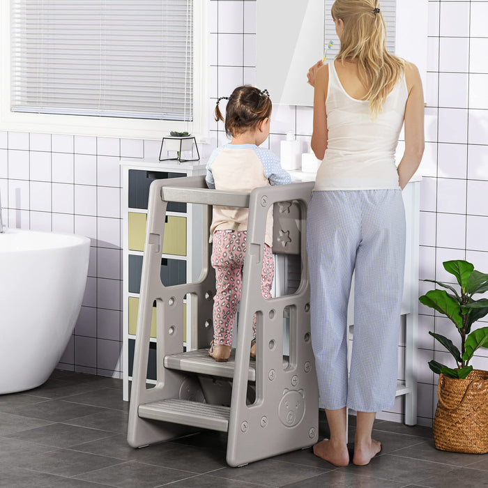 KIDS STOOL 3 ADJ HEIGHTS GREY