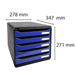 Exacompta Drawer Unit with 5 Drawers Big Box Plus Plastic Glossy Black, Ocean Blue 27.8 x 34.7 x 27.1 cm