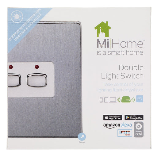 EnerGenie MiHome Smart Brushed Steel 2 Gang Light Switch