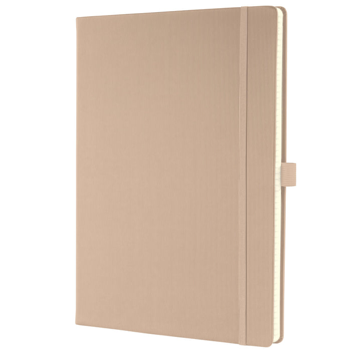 Sigel Notebook A4 Ruled Sewn Side Bound Plastic Hardback Beige Perforated 194 Pages