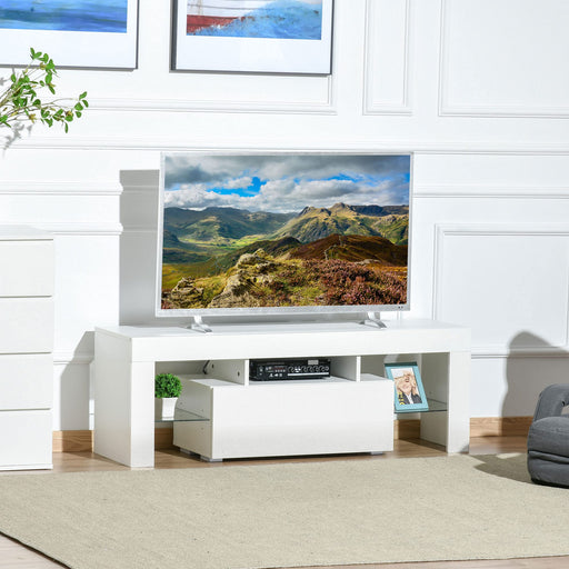 HOMCOM TV Stand MDF (Medium-Density Fibreboard), Particle Board White 130 x 35 x 45 cm