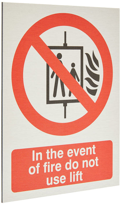 Fire Sign Do Not Use Lift Aluminium Silver, Red 20 x 15 cm