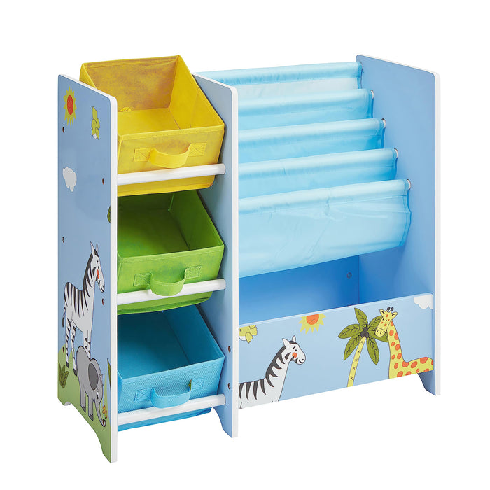 LIBERTY HOUSE TOYS Storage Unit TF5007 Medium-density fibreboard and Fabric 2+ 650 (W) x 300 (D) x 600 (H) mm Blue