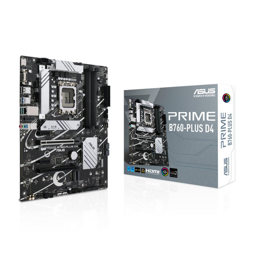 ASUS PRIME B760-PLUS D4 - Motherboard - ATX - LGA1700 Socket - B760 Chipset - USB 3.2 Gen 1, USB 3.2 Gen 2, USB-C 3.2 Gen 2x2, USB-C 3.2 Gen 1 - 2.5 Gigabit LAN - onboard graphics (CPU required) - HD Audio (8-channel)