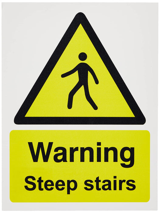 Warning Sign Steep Stairs Vinyl 20 x 15 cm