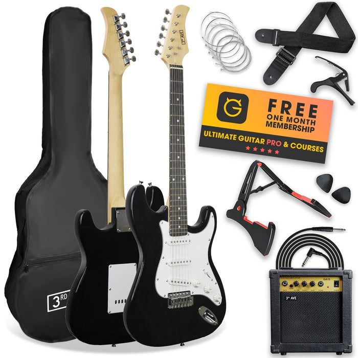 3rd Avenue Electric Guitar 3/4 Size Black Set