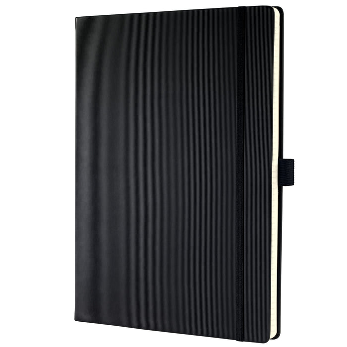 Sigel Notebook A4+ Ruled Sewn Side Bound Plastic Hardback Black Perforated 194 Pages