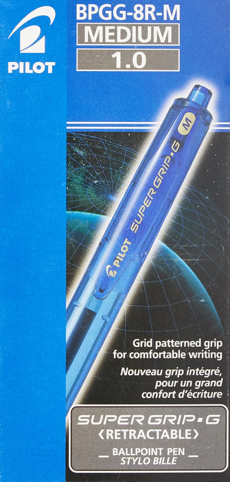 Pilot Super GRIP-G Retractable Ballpoint Pen Blue Medium 0.3 mm Refillable Pack of 12