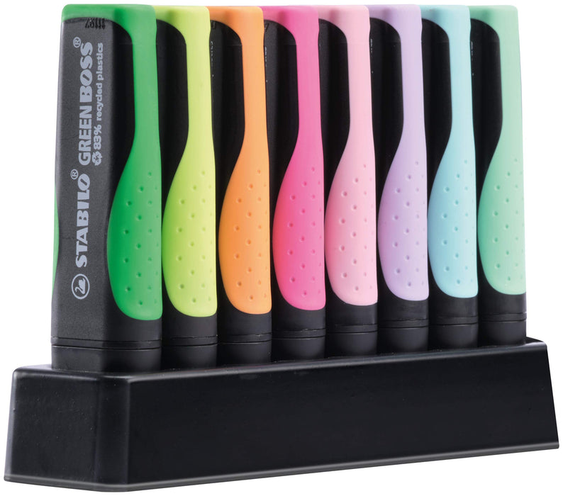 STABILO GREEN BOSS Highlighter Assorted Neon and Pastel Pack of 8