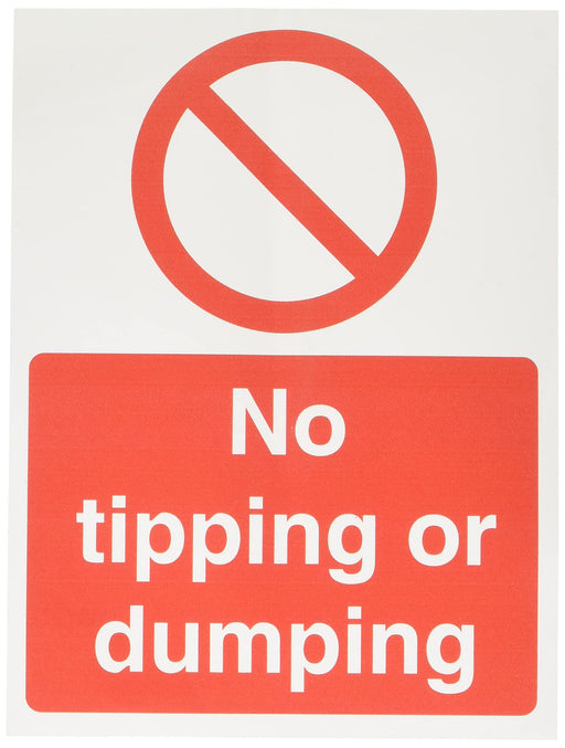 Prohibition Sign No Tipping Or Dumping Vinyl 20 x 15 cm