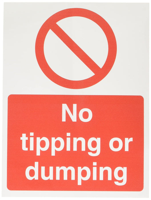 Prohibition Sign No Tipping Or Dumping Vinyl 20 x 15 cm