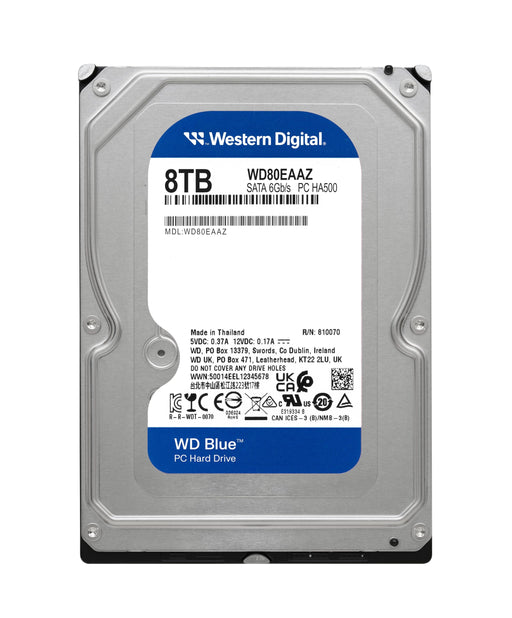 WD Blue WD80EAAZ - Hard drive - 8 TB - internal - 3.5" - SATA 6Gb/s - 5640 rpm - buffer: 256 MB