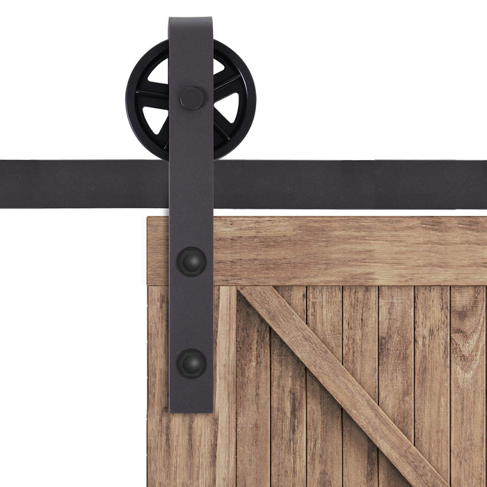 HOMCOM Sliding Barn Door Steel Brown