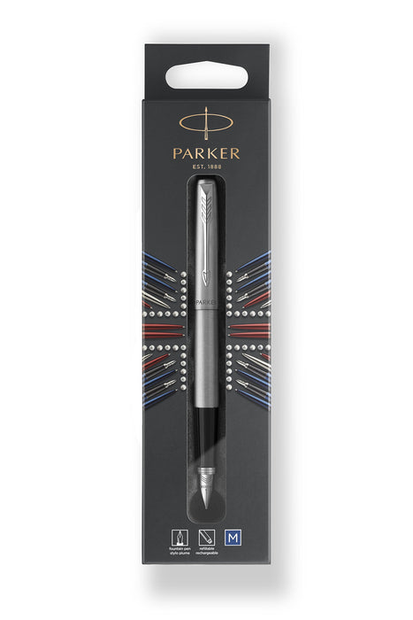 Parker Jotter Fountain Pen Stainless Steel Barrel Medium Blue