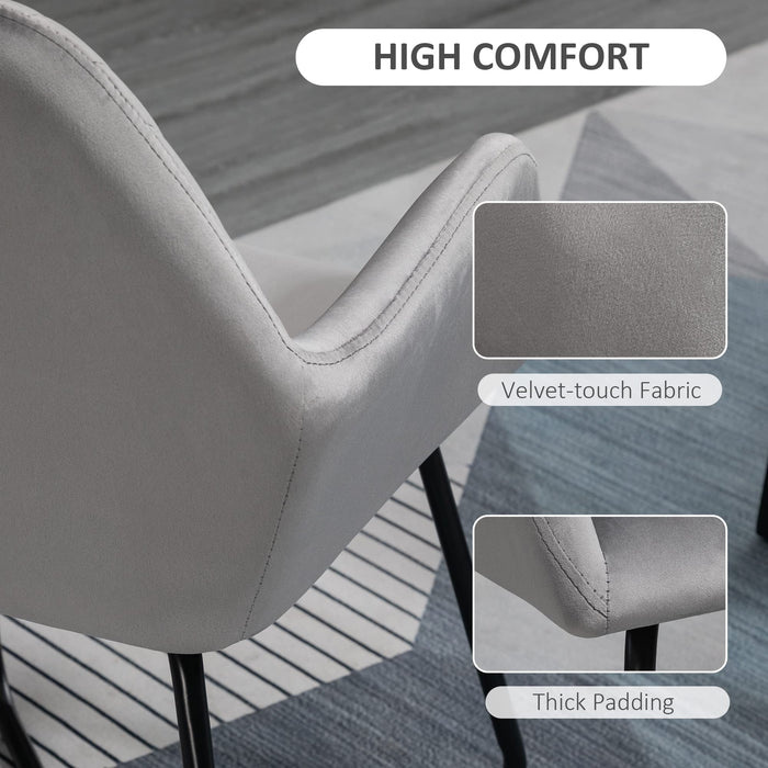 HOMCOM Accent Chair 839-128V70GY Velvet-touch PL (Polyester) Fabric, Metal Grey