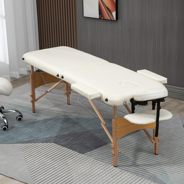 HOMCOM Portable Folding Massage Table, 2 Sections-Cream