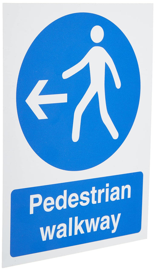 Mandatory Sign Pedestrian Walkway with Left Arrow Plastic 20 x 15 cm