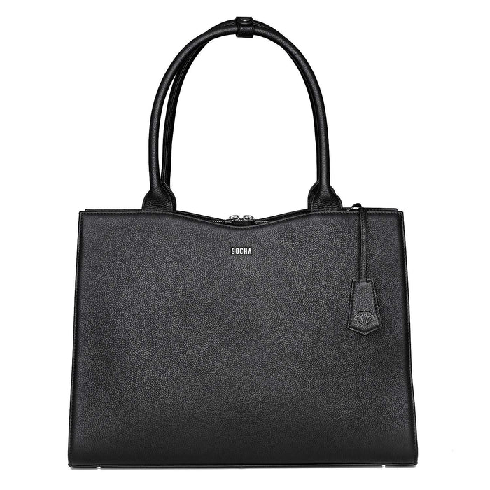 SOCHA Laptop Bag Diamond 15.6 Inch Leather Black 44 x 13 x 31 cm