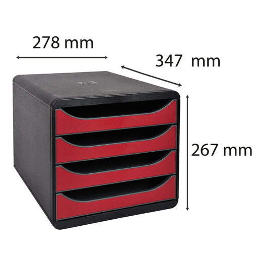 Exacompta Drawer Unit with 4 Drawers Big Box Plastic Black, Red 27.8 x 34.7 x 26.7 cm