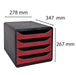 Exacompta Drawer Unit with 4 Drawers Big Box Plastic Black, Red 27.8 x 34.7 x 26.7 cm