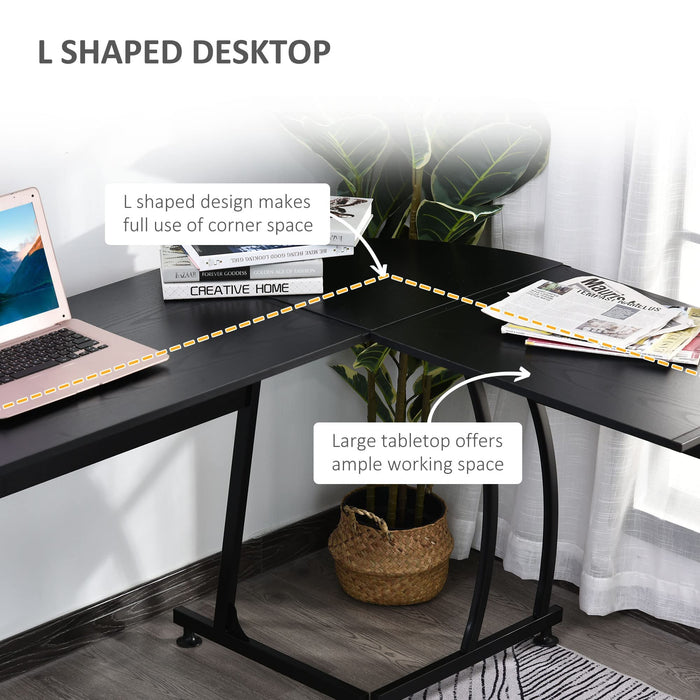 HOMCOM L Shaped Desk Black 1,520 x 740 mm