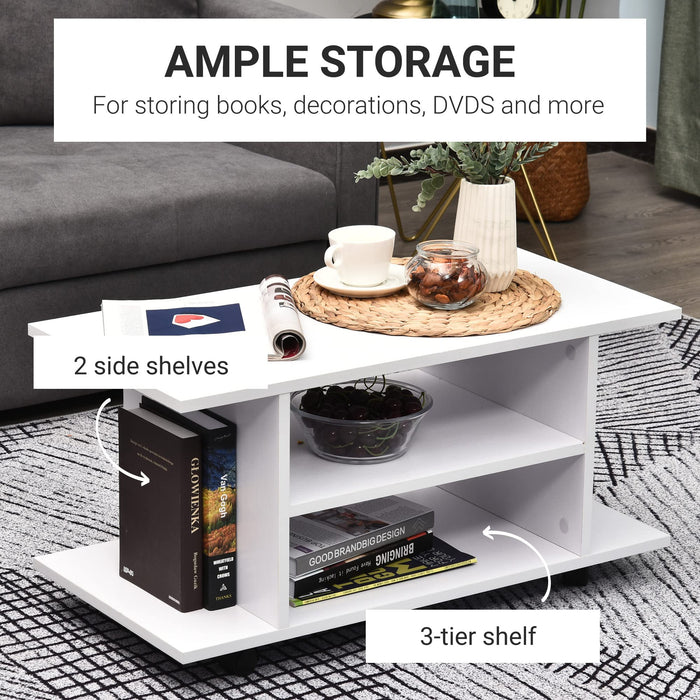 HOMCOM Mobile TV Stand 02-0609 White 400 x 800 x 400 mm