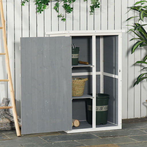 OutSunny Garden Shed with Shelves Grey 56 x 115 cm