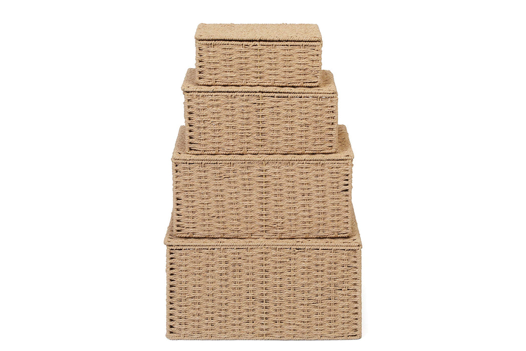 ARPAN Storage Basket Paper Rope Brown 36 x 28 x 18.5 cm Set of 4