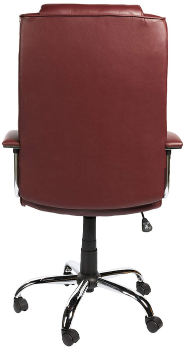 Nautilus Designs Ltd. High Back Leather Faced Executive Armchair with Integral Headrest and Chrome Base Burgundy