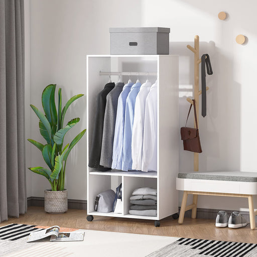 HOMCOM Wardrobe Aluminium, Particle Board White 40 x 60 x 128 cm