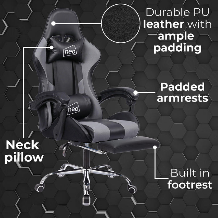 NEO Office Chair Fabric Fixed Armrest Grey 130 kg NEO-GTB-FABRIC-GREY 640 (W) x 4,800 (D) x 1,250 (H) mm