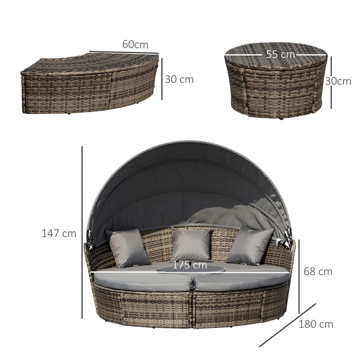 OutSunny Set Outdoor Rattan Lounge Deep Grey