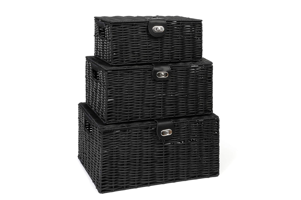 ARPAN Storage Basket Plastic Black 36 x 28 x 18.5 cm Set of 3