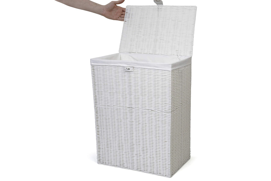 ARPAN Laundry Basket WB-9358-MWT Plastic White 48.6 cm With Removable Lid M